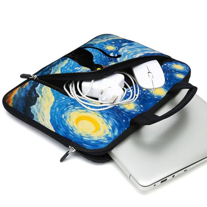 15Inch Laptop Sleeve Carrying Bag with Handle， Front Pocket for Placing Power Adapter and Mouse for men women - color: Cat-1