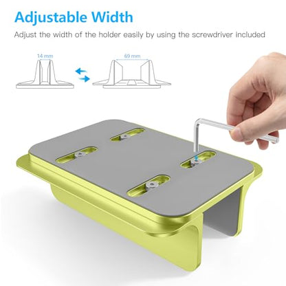 OMOTON Vertical Laptop Stand Holder, Desktop Aluminum Stand for MacBook with Adjustable Dock Size, Fits All MacBook, Surface, Chromebook and Gaming Laptops (Up to 17.3 inches), Green - color: Green