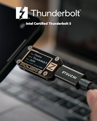 Stouchi 2 Packs Intel Certified Thunderbolt 5 Cable 80Gbps, up to 120Gbps Bandwidth, Dual 8K Display, 240W Power, Compatible with Thunderbolt 5/4, USB4, MacBook, SSD, eGPU, 3.3FT - size: 3.3Ft