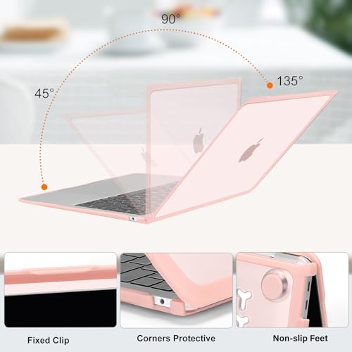 MOSISO Compatible with MacBook Air 13 inch Case M1 2018-2021, Pink | Reduces-Fingerprints with Soft TPU Bumper Shell&Keyboard Cover for MacBook Air 13.3 M1, 2021 2020 2019 2018 A2337 A2179 A1932 - color: Pink