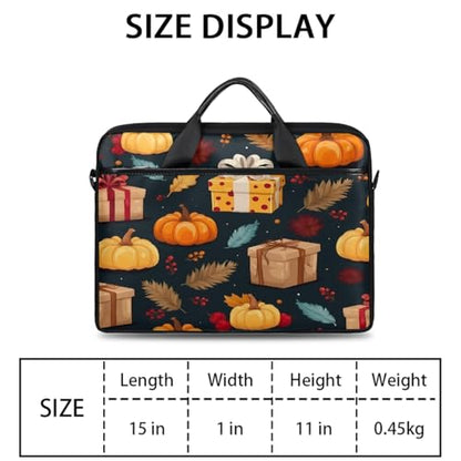 Laptop Shoulder Bag for Women Men, Waterproof Computer Case Messenger Bag Briefcase for Business Office Travel - color: Pumpkins Fall Leaf