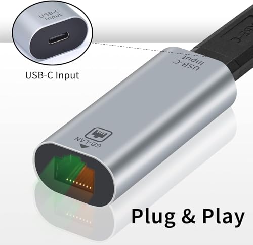 USB C to RJ45 Ethernet Adapter Gigabit, RJ45 Female to USB C Female, Up to 1000/100/10Mbps Ethernet LAN Network Adapter Compatible for iPad, MacBook Pro
