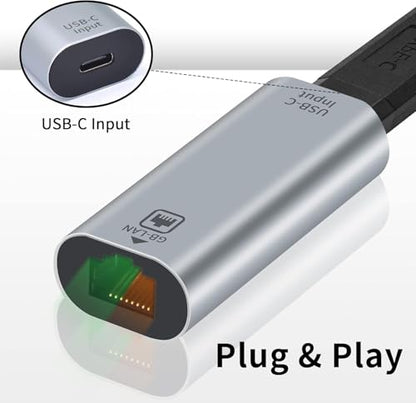 USB C to RJ45 Ethernet Adapter Gigabit, RJ45 Female to USB C Female, Up to 1000/100/10Mbps Ethernet LAN Network Adapter Compatible for iPad, MacBook Pro