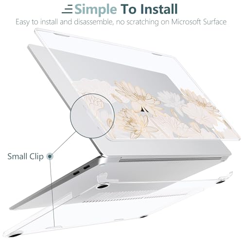 Batianda Case for Microsoft Surface Laptop 13 inch 2025 2026, Gold Lotus | Fits Model 2095, Artistic Patterns Ultra-Slim Lightweight Scratch-Resistant Hard Shell with Professional Protection - color: Gold Lotus