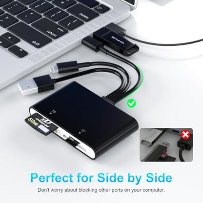 Memory Stick Pro Duo Adapter, 4 in 1 SD/TF/MS/XD Card Reader, XD Picture Card Reader for USB C/Lightning/USB A, Multi-SD Card Reader for iPhone 17/16/15/14/13/12/11/iPad/MAC/Android/Laptop/PC