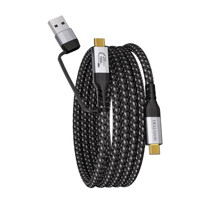 Long USB a to USB c Cable 10FT Multi Functional 2in1, usbc 3.2 Gen 2X2,20Gbps High Speed Data Transfer,4K@60Hz UHD Video 5A/100W Fast Charge Cord Compatible with Thunderbolt 3/4, Braided - size: 10FT