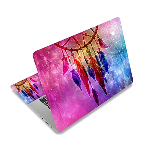 Laptop Skin Sticker,13.3 14 15 15.4 15.6 inch Laptop Skins,Universal Vinyl Decal,Dustproof Scratch Resistant Reusable Cover Protector with Free 2 Wrist Pads (Dream Catcher) - color: Dream Catcher
