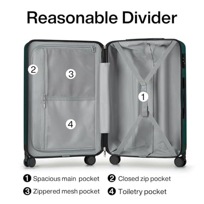 Hanke Luggage Sets 2 piece Carry On Luggage with Wheels PC Hard Shell Suitcases Lightweight Travel Luggage Travel Suitcase Woman Men 20/29 Inch (Blackish Green) - color: Blackish Green, size: 2 Piece Set（20/29）
