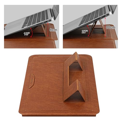 HoYiXi 14 Inch Laptop Sleeve Case with Stand Feature for Mac Book Pro 14 2021/ASUS Vivobook 14/HP Pavilion X360/IdeaPad 14/Dell HP ASUS Acer Huawei Matebook 14'',Compatible 13.3-14'' PC,Brown - color: Brown, size: 13.6-14'' laptop