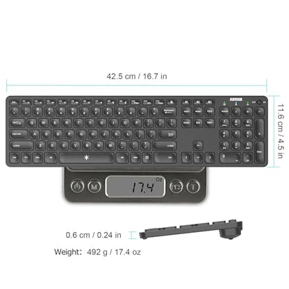 Arteck Universal Backlit 7-Colors & Adjustable Brightness Multi-Device Full Size Wireless Bluetooth Keyboard for Windows, iOS, iPad OS, Android, Computer Desktop Laptop Surface Tablet Smartphone