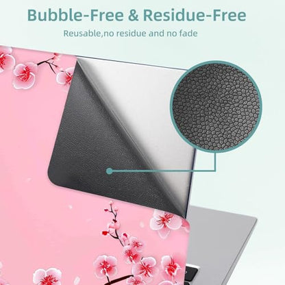 Universal Laptop Skin Decal, 3-Piece Vinyl Protector for 12 13 14 15.6" Notebook, Waterproof Anti-Scratch, Easy Trim & Bubble-Free Finish, Pink Background Cherry Blossom - color: Pink Background Cherry Blossom