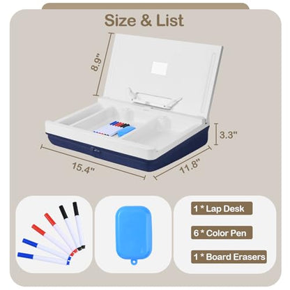 Lap Desk with Storage Cushion with iPad Slot Magnetic WhiteBoard | Washable Portable Writing Laptop Lap Desk for Home Office Couch Bed - Fits Up to 15.6 Inch Laptop