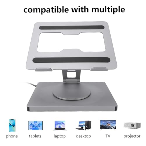 LICAEVEY Laptop Docking Station Stand, 10 in 1 USB C Hub with 100W PD Charging 4K HDMI Gigabit Ethernet Foldable Riser for Laptops Under 16 Inches