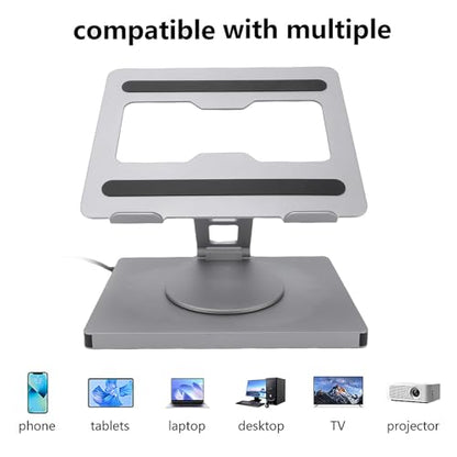 LICAEVEY Laptop Docking Station Stand, 10 in 1 USB C Hub with 100W PD Charging 4K HDMI Gigabit Ethernet Foldable Riser for Laptops Under 16 Inches