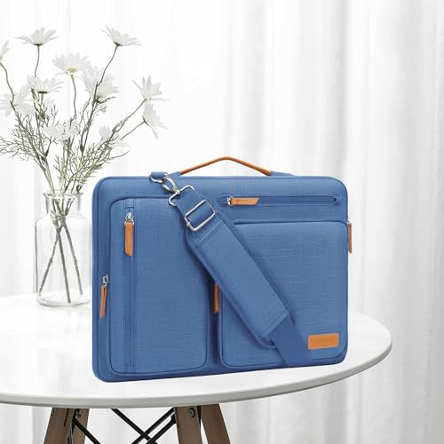 MOSISO 360 Protective Laptop Shoulder Bag,15-15.6 inch Computer Bags Compatible with MacBook Pro 16 inch, HP, Dell, Lenovo, Asus Notebook,Side Open Messenger Bag with 4 Zipper Pockets, Cadet Blue - color: Cadet Blue, size: 16 inch