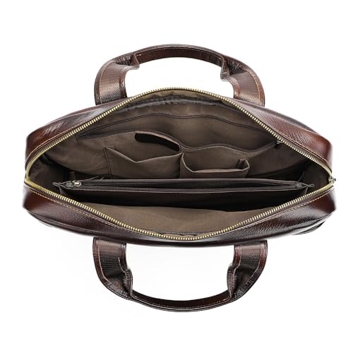 Genuine Leather Briefcase for Men and Women, Laptop Shoulder Bag,Messenger Bag 15 Inch Laptop, Business Travel - color: Black