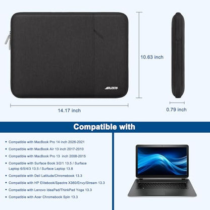MOSISO Laptop Case 13.3 inch, 13-13.3 inch Laptop Sleeve Bag with Pocket | Compatible with MacBook Air/Pro 13/Pro 14 M5 M4 M3 M2 M1, HP Dell ASUS Lenovo, Polyester Vertical Computer Bag, Black - color: Black, size: 13.3 inch