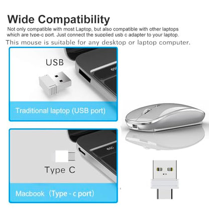 JETTA Wireless Mouse for MacBook Pro, MacBook Air, Laptop, Desktop, Chromebook, Win7/8/10/11, PC - Silver - color: Silver