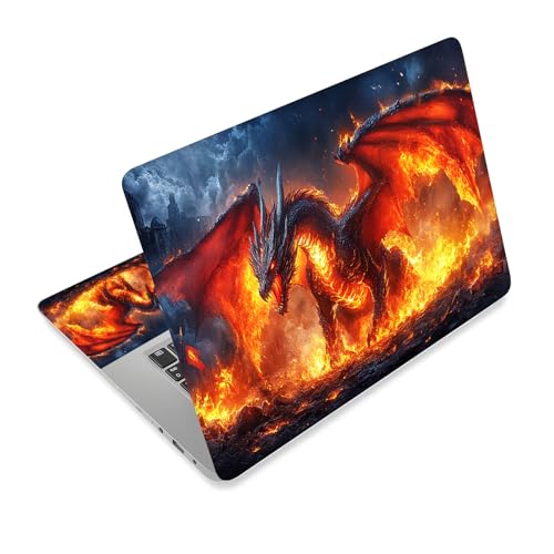 Universal Laptop Skin Sticker Decal,15.6 Inch Laptop Vinyl Cover for 13" 14" 15.6" Laptop,Scratch-Resistant Waterproof Protector Wrap,Reusable with Wrist Pads,Blazing Dragon Ruins - color: Blazing Dragon Ruins