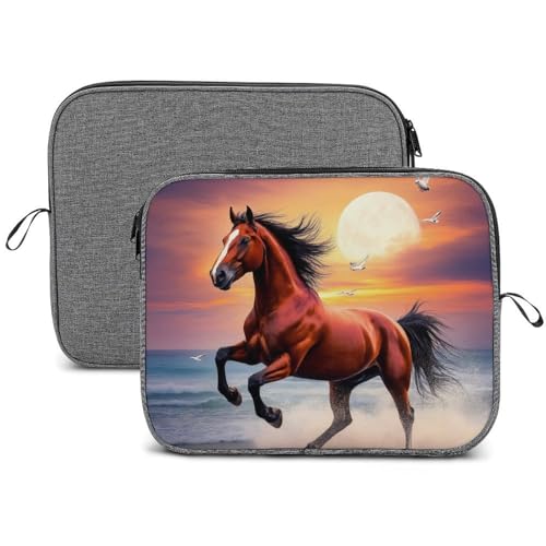Shockproof Laptop Sleeve, Novelty Computer Carrying Cover Large Capacity, Adult Portable Reusable Laptop Protective Case, Beach Sun Running Wild Horse Art, 13inch - color: Style(969), size: 13inch
