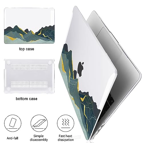 for 2022 2023 2024 2025 2026 MacBook Air 13 inch Case M5 A3449 M4 A3240 M3 A3113 M2 A2681, Crystal Plastic Hard Shell Case Keyboard Cover for Mac Air 13.6 M5 2026 Chip, Circling Mountain - color: Circling Mountain