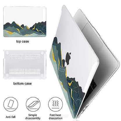 for 2022 2023 2024 2025 2026 MacBook Air 13 inch Case M5 A3449 M4 A3240 M3 A3113 M2 A2681, Crystal Plastic Hard Shell Case Keyboard Cover for Mac Air 13.6 M5 2026 Chip, Circling Mountain - color: Circling Mountain