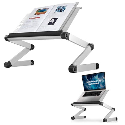 Uncaged Ergonomics Adjustable Book Holder, Tablet & Laptop Stand, Aluminum Portable Reading Stand for Textbooks & Cookbooks, Recipe Holder for Kitchen Counter, Silver - color: Silver