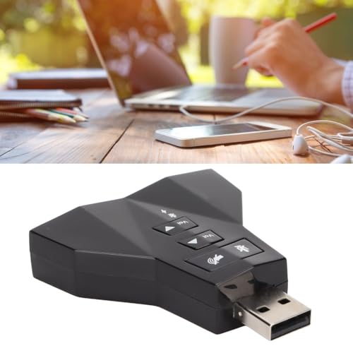 USB Sound Card Virtual 7.1 Channel – External Stereo Adapter for Headphone and Microphone, Plug and Play for Windows PC, Laptop