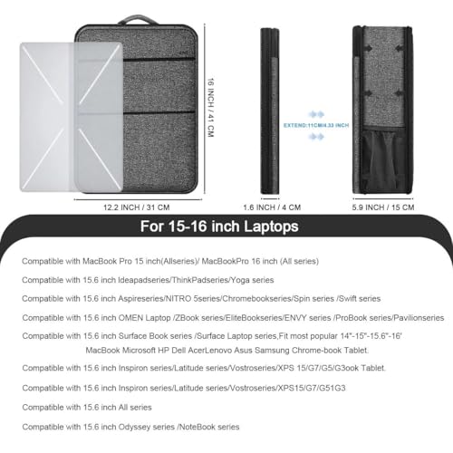 Travel Laptop Backpack with Small Case for 15-16 inch Notebooks, Slim & Expandable Computer Bag for College Business Commute for Men and Women,Dark Gray-Black - color: Dark Gray-black
