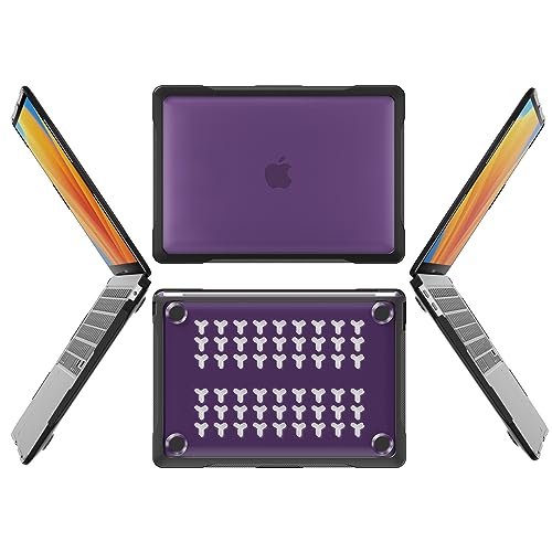 Batianda 4-in-1 Ultimate Case for MacBook Air 13 Inch 2018-2020, Purple | Fits M1/Intel Models A2337/A2179/A1932, Lightweight Slim Design, Carbon Fiber Side Texture, Matte Translucent Hard Shell - color: Purple