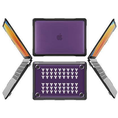 Batianda 4-in-1 Ultimate Case for MacBook Air 13 Inch 2018-2020, Purple | Fits M1/Intel Models A2337/A2179/A1932, Lightweight Slim Design, Carbon Fiber Side Texture, Matte Translucent Hard Shell - color: Purple