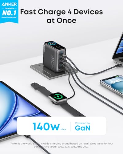 Anker Laptop Charger, 140W USB-C Charger MagGo Power Bank for Apple Watch