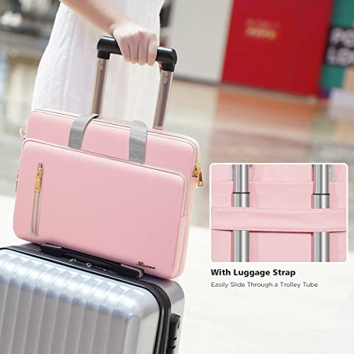 KIZUNA Laptop Bag Case 15.6 Inch Computer Shoulder Messenger Sleeve Briefcase For 16" MacBook Pro M1 M2 Max/16 Lenovo IdeaPad Flex 5i/Thinkbook 16+ /15.6" HP Envy x360 15/Dell XPS 15/LG Gram 15,Pink - color: Pink, size: 15-15.6 Inch