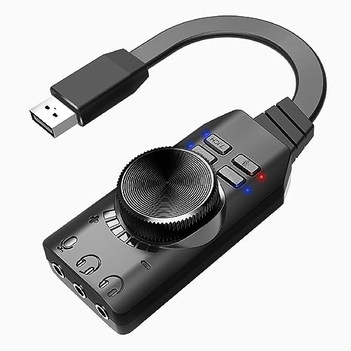DAGIJIRD USB 2.0 External Sound Card Adapter with Dual TRS Headphone and Microphone Jack for PC Laptop Gaming Device