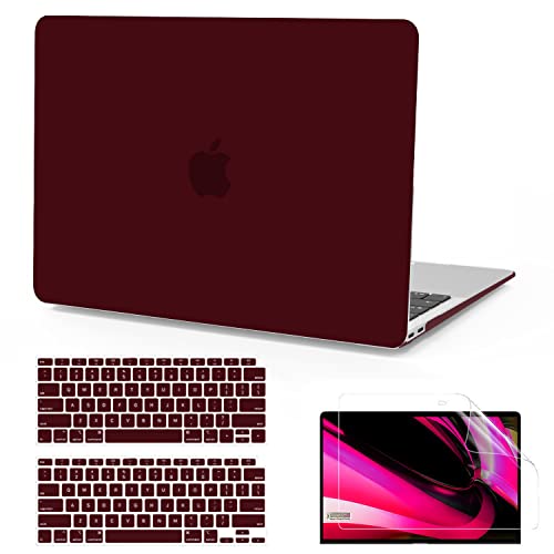 B BELK for MacBook Air 13 inch Case M1 2021 2020 2019 2018 Release | A2337 A2179 A1932, Matte Plastic Hard Shell for MacBook Air 13.3 inch Case & Keyboard Cover & Screen Protector, Marsala Red - color: Marsala Red