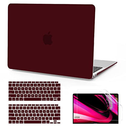 B BELK for MacBook Air 13 inch Case M1 2021 2020 2019 2018 Release | A2337 A2179 A1932, Matte Plastic Hard Shell for MacBook Air 13.3 inch Case & Keyboard Cover & Screen Protector, Marsala Red - color: Marsala Red