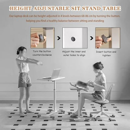 Tiltable Tabletop Standing Desk, Height Adjustable Sit Stand Table, Multifunctional Sofa Side Table, Mobile Laptop Desk, Easy to Install(Coffee Color) - color: Coffee Color