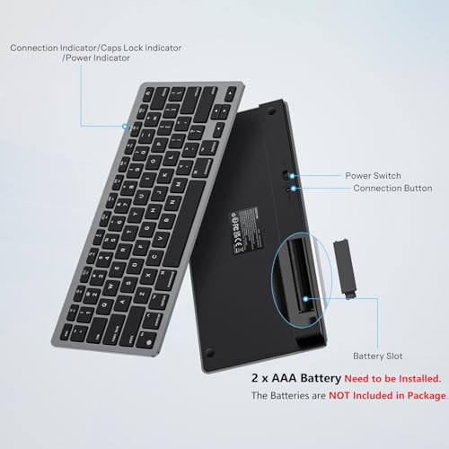 OMOTON Ultra-Slim Wireless Keyboard for Mac, Stable Bluetooth Connection, Ergonomic Tilt Angel, Auto Sleep Energy Saving & Portable for Business Trip & Travel, Compatible with MacOS 10.10+, Black Grey - color: Black Grey