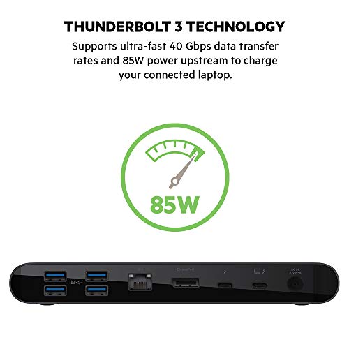 Belkin Thunderbolt 3 Docking Station + TB Cable 0.8M | dual 4K display, USB-C dock, MacBook, laptop expansion, ethernet, USB-A ports, home office - style: Thunderbolt 3