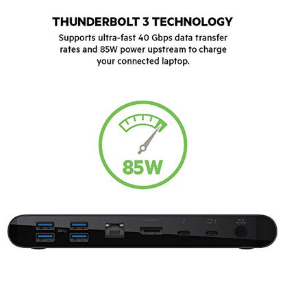 Belkin Thunderbolt 3 Docking Station + TB Cable 0.8M | dual 4K display, USB-C dock, MacBook, laptop expansion, ethernet, USB-A ports, home office - style: Thunderbolt 3