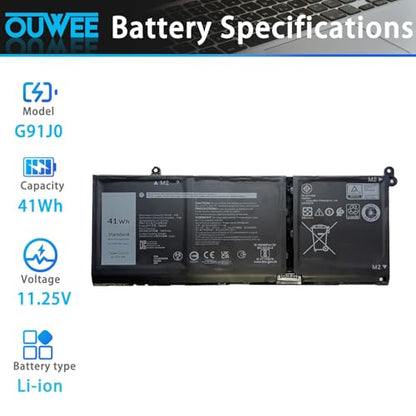 41Wh G91J0 Battery Replacement for Dell Latitude 3320 3330 3420 3430 3530 Inspiron 3511 3515 3520 3525 3530 3535 5310 5410 5415 5418 5430 5435 Vostro 5620 5625 11.25V - size: 8.39*3.50*0.22 inch G91J0