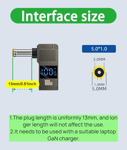 USB C to DC Adapter Cable, 5.0 * 1.0mm for Samsung | GaN Charger Adapter, Connector Tip to USB-C, Compatible with 5.0mm Samsung Laptops, Travel Plug Adapter - size: 5.0 * 1.0mm Samsung