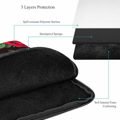 Laptop Sleeve Bag 15.4 15.6 Inch,Red Roses Red Flowers Floral Green Leaves Protective Polyester Computer Cases Laptop Cover Briefcase Bag Tablet Travel Cover - color: LPS-011
