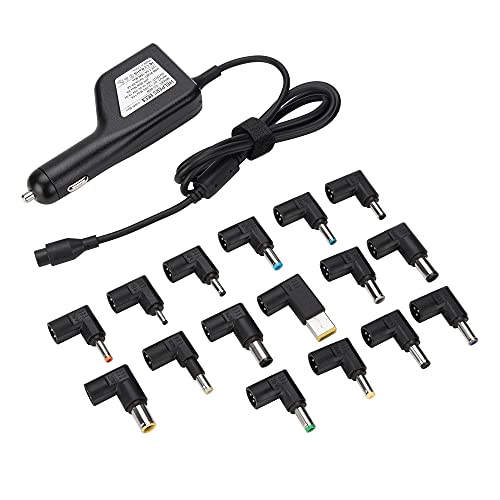 12V 24V Input Laptop Car Charger 16V 18.5V 19V 19.5V 20V DC Power Adapter 90W with 18W QC3.0 USB & 16 Tips 108W Universal for HP Dell IBM Lenovo Acer ASUS Compaq Samsung Sony and More