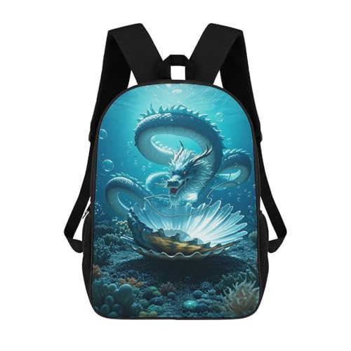 17-Inch Laptop Backpack Water-Resistant The Dragon King Daypack with Shoulder Strap Lightweight Casual Rucksack for Travel Commuter Hiking Outdoor Activities 20l Black