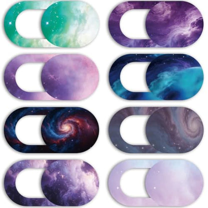 8Pcs 8 Styles Cute Laptop Camera Cover Star 0.04 Inch Privacy Guard Accessories, Thin Camera Privacy Blocker Space Galaxy Pattern for Laptop Desktop Computer Tablet Notebook Home Office Use - color: Space
