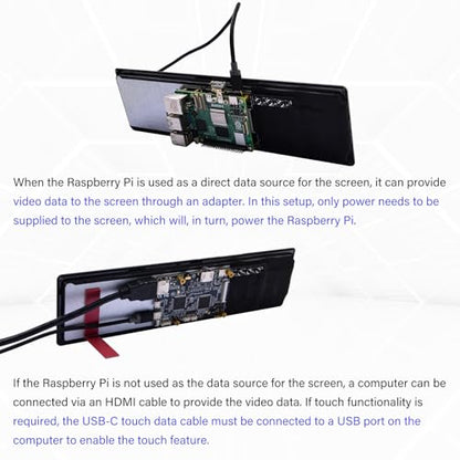 GeeekPi 11.26 inch 1920x440 HDMI LCD Capacitive Touch Screen for Raspberry Pi 5/4B/3B+/3B