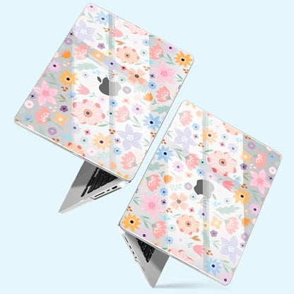 for New MacBook Pro 14 inch Case 2026 2025 M5 2024 M4 2023 Release– Aesthetic Cute Design Ultra Thin Clear Laptop Shell 6-in-1 Bundle with TPU Keyboard Cover & OTG Adapters, Colorful Flowers - color: Colorful flowers