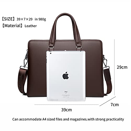 FSD.WG]Business Bag Leather Briefcase Shoulder Laptop Business Bag for Men - color: Brown