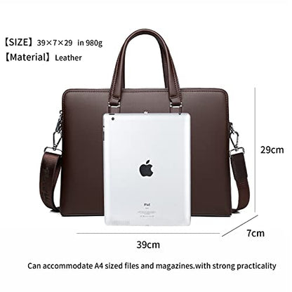 FSD.WG]Business Bag Leather Briefcase Shoulder Laptop Business Bag for Men - color: Brown